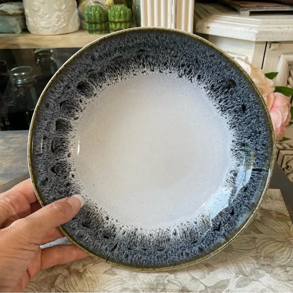 West Elm black white grey reactive glaze stoneware bowl dinnerware